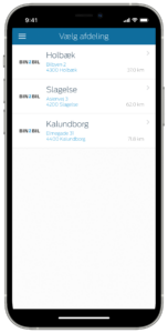 app vælg afdeling